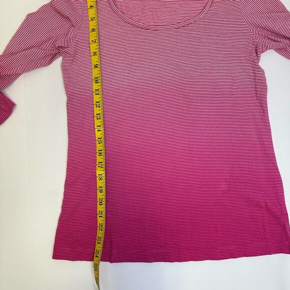 Chico’s Striped Ombré Pink Long Sleeve Top, Size 0 - 100% Cotton - Picture 7 of 8